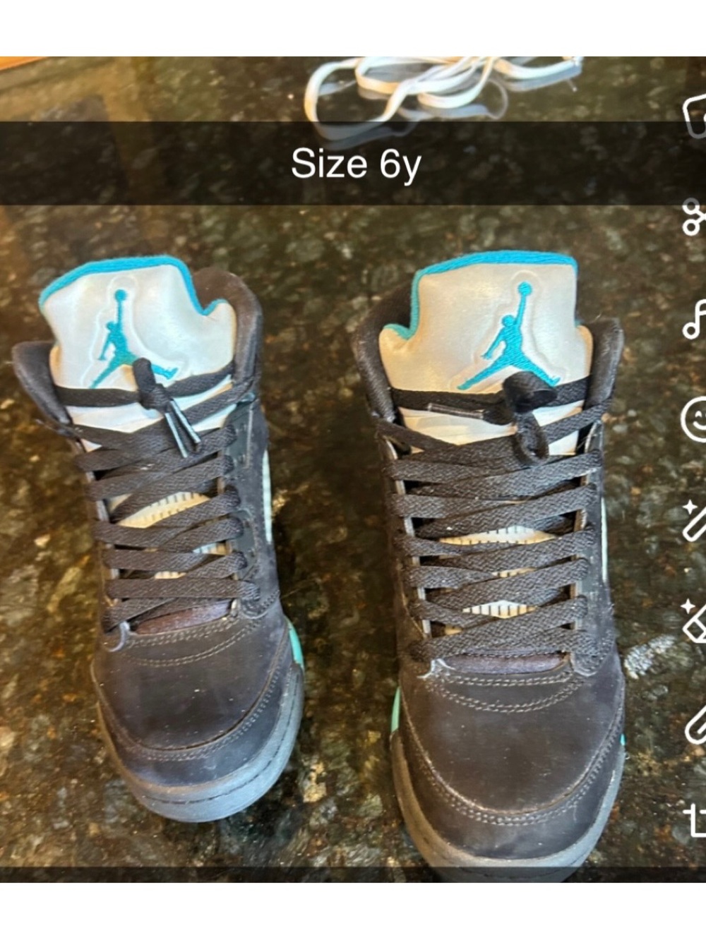 Jordan Youth Black & Teal High-Top Sneakers